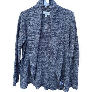Hampshire Studio Womens Knit Cardigan Sweater Size L Black & White Long Sleeve O